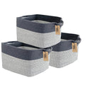 COMFY-HOMI 3Pack Cotton Rope Square Basket with Handles for Shelves|Dog Toy Storage Bin|Shoe Organizer - New 13.5" x 11" x 9.5" (Light Grey)-Ruum Studio Home