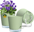 6 inch Self Watering Pots for Indoor Outdoor Plants, 3 Pack Flower Plant Pots with Drainage Holes and Clear Reservoirs, Visible Water Level, Plastic Planters with Wicking Rope, Green-Ruum Studio Home