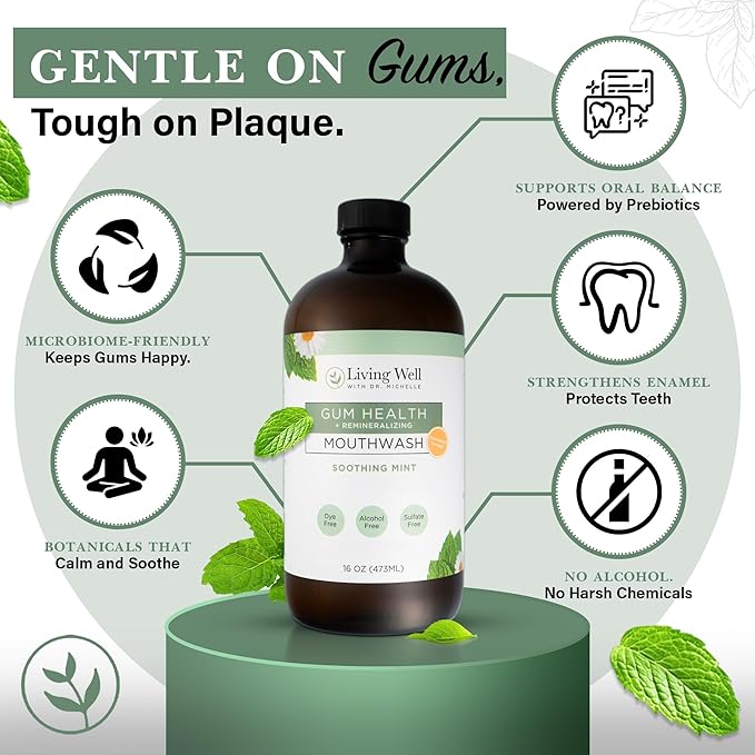 Remineralizing + Gum Health Mouthwash – Soothing Mint | Hydroxyapatite, Colloidal Silver | Alcohol-Free, Fluoride-Free, Fresh Breath Support-Ruum Studio Home