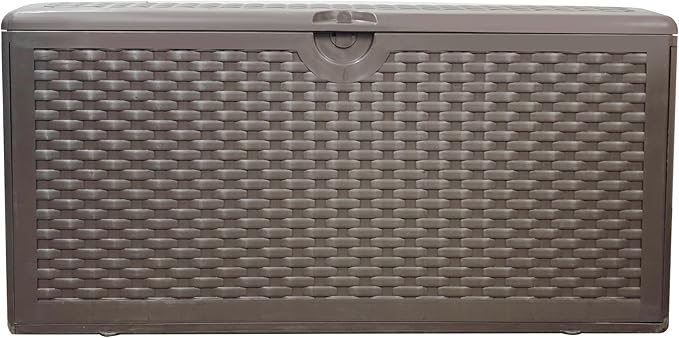 80 Gallon Pro Outdoor Storage Box Waterproof Lockable Resin Deck Box Large, Patio Storage Bin for Pool Accessories Cushion Furniture, Garden Tools, UV-Resistant Outside Delivery Brown-Ruum Studio Home