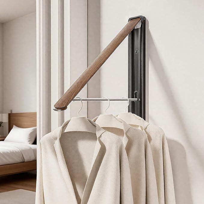 Wall Drying Rack Clothing - Retractable & Foldable Clothes Drying Rack Wall Mounted for Laundry Room Organization | Laundry Room Hanging Rack for Dorm, Closet, Balcony & Indoor/Outdoor Use-Ruum Studio Home