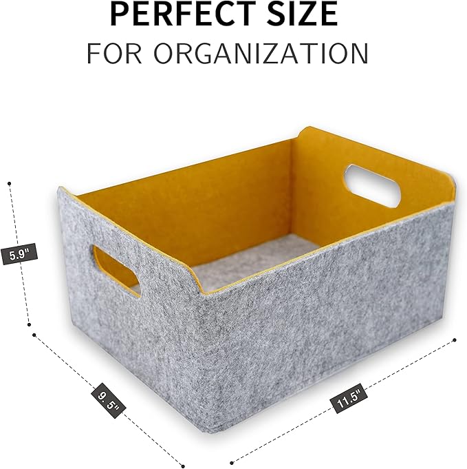 Welaxy Storage Baskets Collapsible Felt Storage bin Foldable Shelf Drawers Organizers for Kids Pet Toys magazine Books Clothes Closet Cabinet decluttering (Curry x 3)-Ruum Studio Home