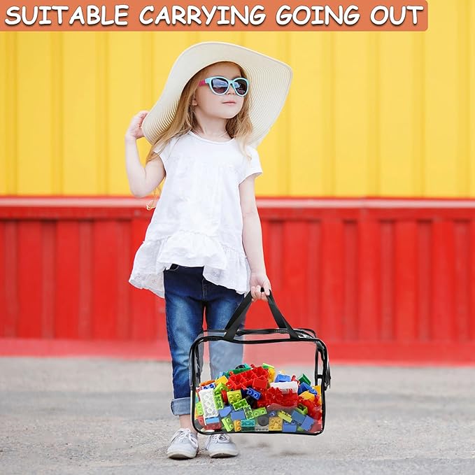 6 Packs Large Toy Storage Bags with Labels, Reusable Clear PVC Board Game Storage, Travel Waterproof Organizer Bags with Zipper for Building Blocks, Puzzle, Kids Books(3 large & 3 Extra Large)-Ruum Studio Home