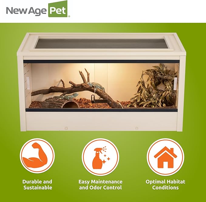 New Age Pet ECOFLEX 36" Mojave Reptile Lounge -Durable Wood Plastic Composite Habitat with Ventilation, Removable Glass Doors & Lock, Easy Assembly, for Tortoises, Snakes, Iguanas-Ruum Studio Home