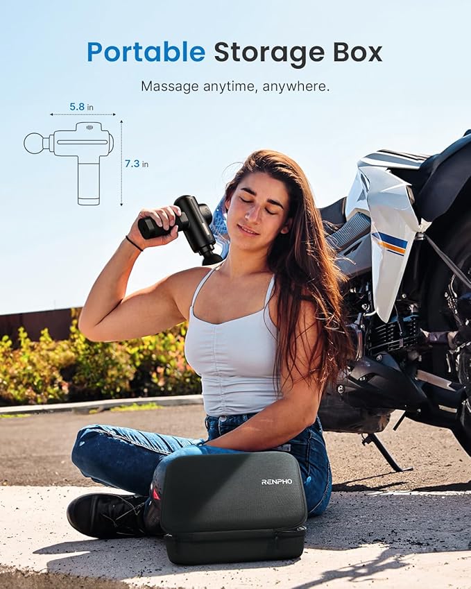 RENPHO Active Massage Gun Deep Tissue, Percussion Handheld Muscle Massager for Body Neck Pain Relief, Portable Electric Mini Back Massagers with Carry Case for Athletes Men Women-Ruum Studio Home