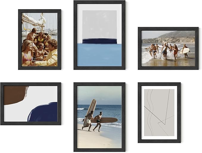 HAUS AND HUES Black Oak Wood Gallery Wall Tabletop Frames Made with Real American Oak and Shatter-free Plexiglass - Set of 6 (Four 4x6, Two 5x7, Framed Black)-Ruum Studio Home