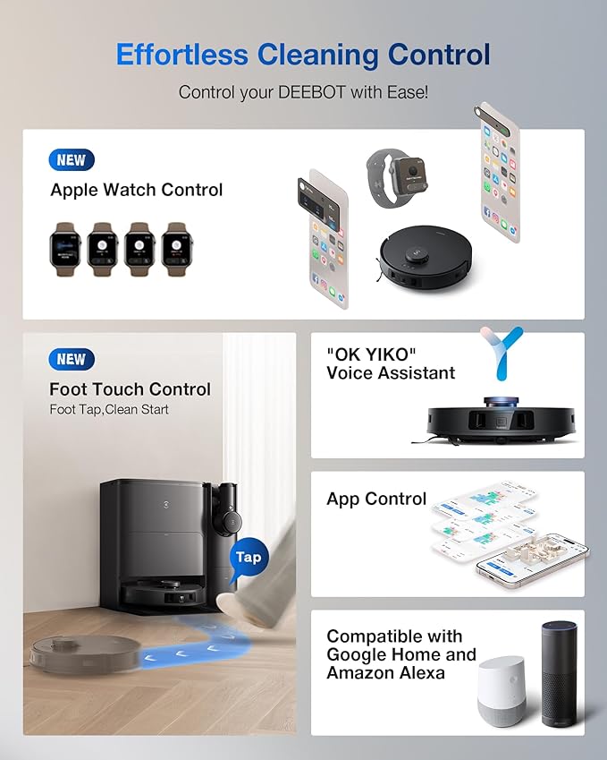 ECOVACS DEEBOT T30S Combo Robot Vacuum and Mop, All in One Cleaning Hub, 11000Pa, ZeroTangle Technology, TruEdge Adaptive Edge, Dual Self-Emptying, Hot Water Washing-Ruum Studio Home