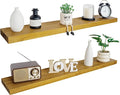 BGMG Wood Floating Shelves 48 inch Set of 2, Rustic Wooden Wall Mount Shelves for Living Room Bedroom Kitchen Farmhouse-48x6.7x1.25 inch- Gold Oak-Ruum Studio Home