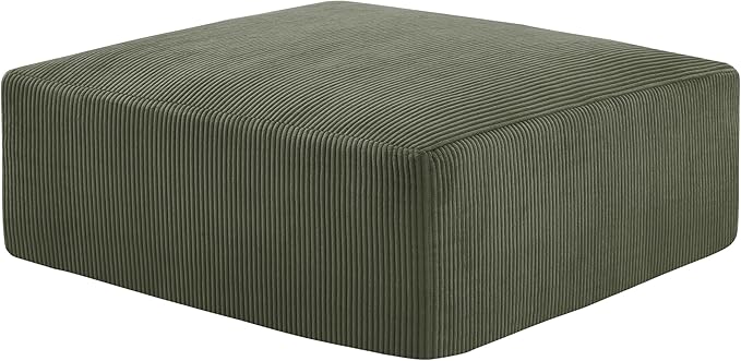 40" Square Stuffed Ottoman Pouf for Sofa Couch, Corduroy Poufs with Foam Chunk Filling, Furry & Fluffy Foot Stool Movable Ottoman. 40 * 40 Floor Poufs Foot Rest for Living Room, Green-Ruum Studio Home