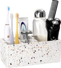 Luxspire Toothbrush Holder for Bathroom, 5 Slots Bathroom Counter Organizer Toothbrush and Toothpaste Holder, Bathroom Accessories for Restroom Bathroom, Terrazzo-Ruum Studio Home