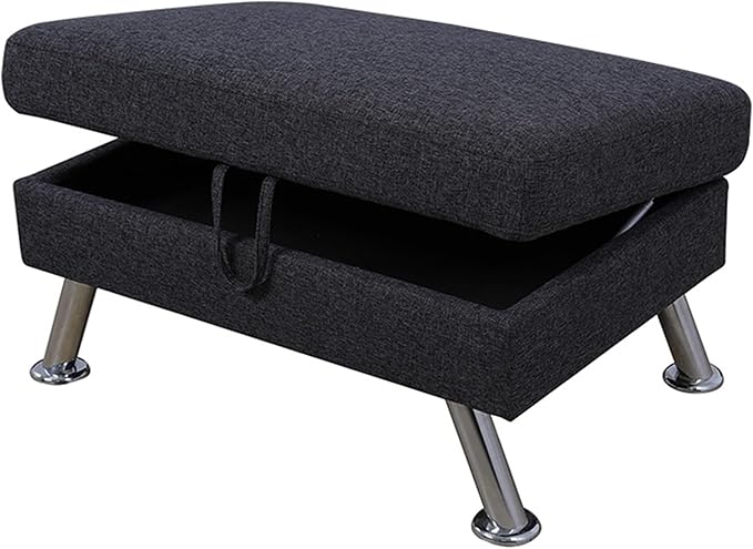 Ottoman Rectangular Storage Ottoman Bench, Flannel Footrest Stool Footstool with Lid for Living Room, Bedroom, Entryway, Dark Gray, 35"x24"x18"-Ruum Studio Home