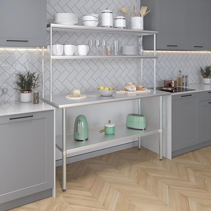 AmGood Double OverShelf Stainless Steel NSF - Many (60" Long x 14" Deep)-Ruum Studio Home