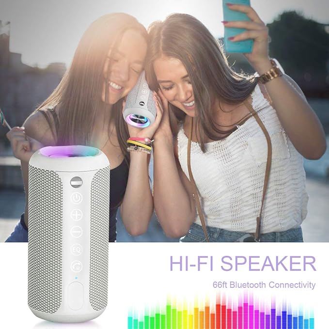Ortizan Portable Bluetooth Speaker, IPX7 Waterproof Wireless Speaker with 24W Loud Stereo Sound, Outdoor Speakers with Bluetooth 5.0, 30H Playtime,66ft Bluetooth Range, Dual Pairing for Home-Ruum Studio Home