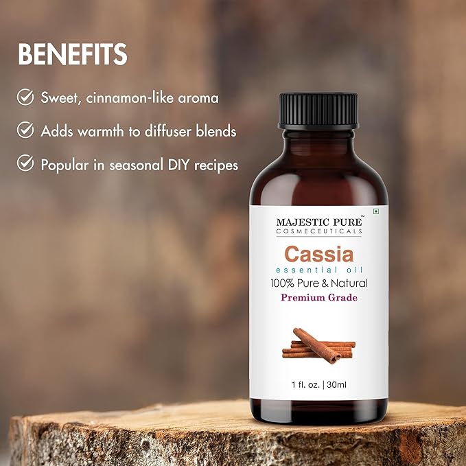 Majestic Pure Cassia Essential Oil with Glass Dropper - 1 Fl Oz - 100% Pure and Natural Cassia Oil - Premium Grade Essential Oils for Diffuser, Aromatherapy, Soap and Candle Making-Ruum Studio Home