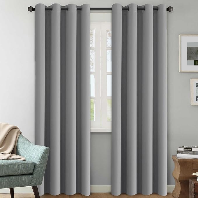 H.VERSAILTEX Grommet Blackout Curtains for Bedroom and Living Room 2 Panels Set Room Darkening Curtains/Window Panel Drapes - 52 inch Wide by 84 inch Long Solid Dove Gray Pattern,Grommet Top-Ruum Studio Home