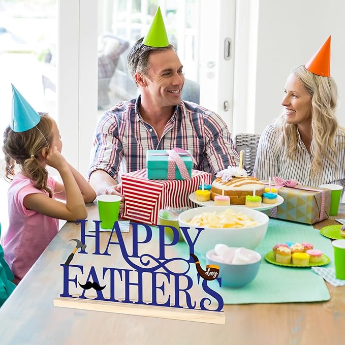 COCHIE Metal Happy Father's Day Sign, Fathers Day Decorations for Home, Shelf, Mantel, Indoor, Table Top Party Decoration, Fathers Day Gift for Dad from Daughter Son (Father's Day)-Ruum Studio Home