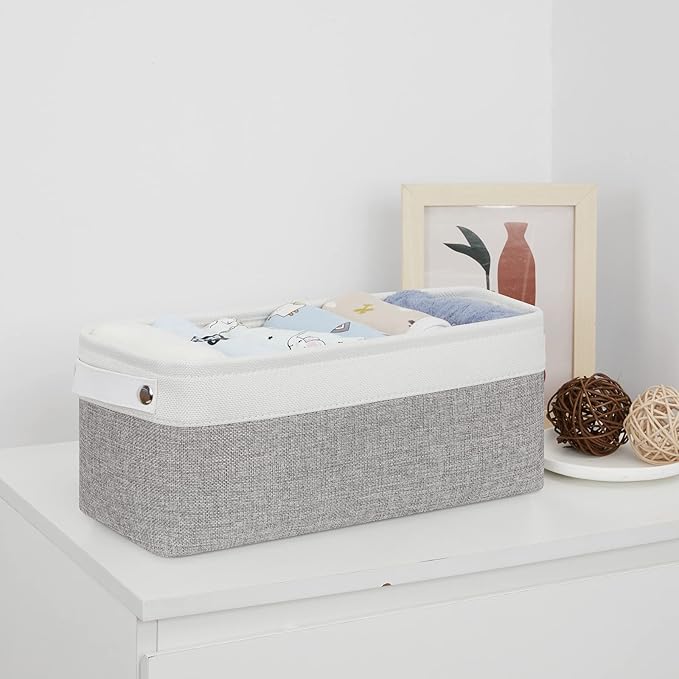 Bidtakay Small Bins for Organization Fabric Baskets for Toilet Paper Storage [4-Pack] Collapsible Narrow Baskets for Towels Socks Organizer Decorative Bins for Nursery Closet Cabinet -15x6x5.5In-Ruum Studio Home