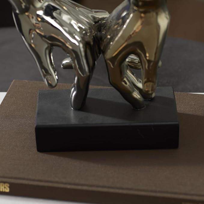 Deco 79 Polystone Hands Decorative Sculpture Home Decor Statue, Accent Figurine 7" x 4" x 8", Silver-Ruum Studio Home