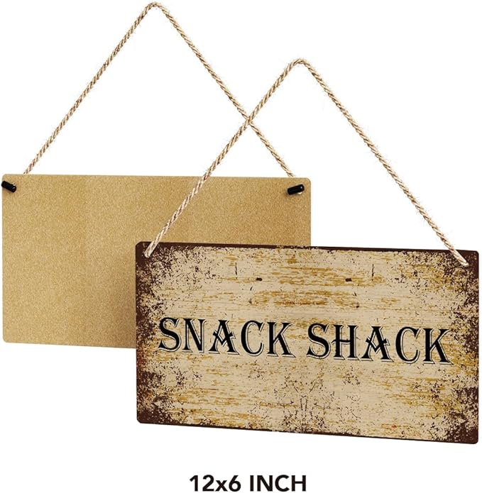 SENJIAN Rustic Snack Shack Wood Decor Sign, Retro Snack Shack Printed Wood Sign Wall Art, Hanging Door Sign, Decorative Wood Sign Home Decor 12" x 6"-Ruum Studio Home