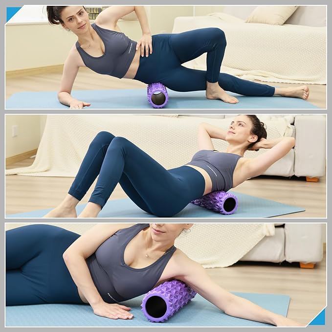 Foam Roller - 15 inch Deep Tissue Massager for Muscle Massage, Myofascial Trigger Point Release, Exercise, Yoga, Pilates & Stretching(Purple)-Ruum Studio Home