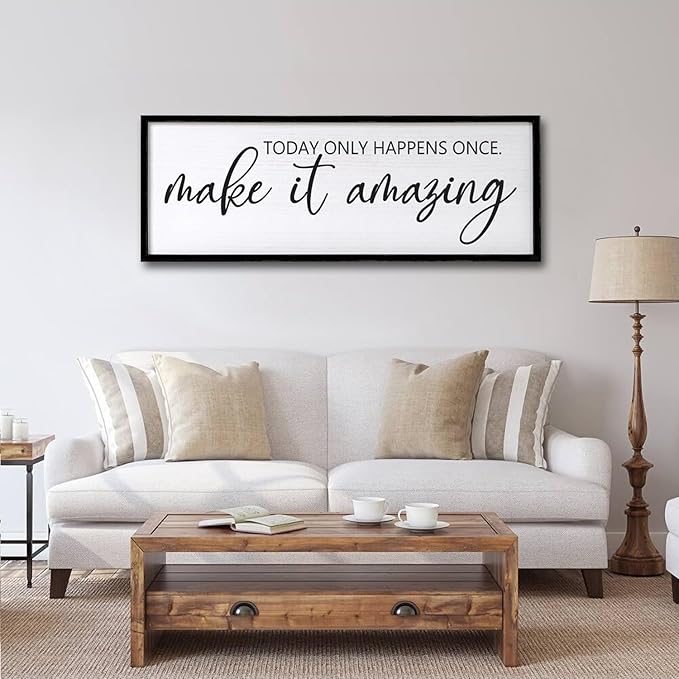 Today Only Happens Once Make It Amazing Framed Wall Art, 40''×15'' Rustic Religious Christian Lords Prayer Sign for God Jesus Christ Prayer, Horizontal Holy Inspirational Catholic Scripture Decor-Ruum Studio Home