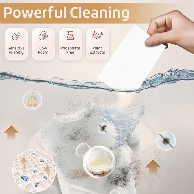 Poesie Laundry Detergent Sheets Magnolia Scent 160 Sheets 80 Large Loads Liquidless Effective Cleaning Zero Waste for All Washing Machine Traveling Dorm Life Save Space-Ruum Studio Home