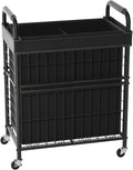 Laundry Hamper 2 Section, 110L Rolling Laundry Sorter Basket with Wheels, 2 Compartment Clothes Organizer Cart, Pull-Out Removable Bags for Laundry Room, Bathroom, Bedroom, Black-Ruum Studio Home