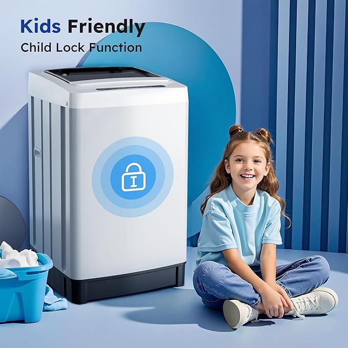 Compact Top-Load Washing Machine, Full-Automatic 1.5 Cu.ft Washer with 10 Water Levels & 8 Wash Programs for Apartment, Home, Dorm and RVs-Ruum Studio Home