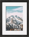 IBUYKE 11 x14 Picture Frame,Solid Oak Wood 11x14 Photo Frame with Mat to 8x10,11x14 Picture Frames With Tempered Glass,Wall Mount Display,Home Decor,Black Oak 14 x 11 Frame,UWPF1114B-Ruum Studio Home