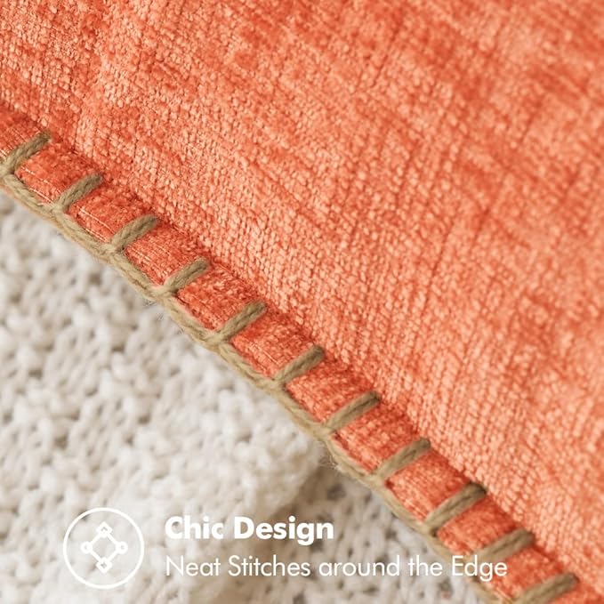 MIULEE Pack of 2 Couch Throw Pillow Covers 20x20 Inch Coral Red Farmhouse Decorative Pillow Covers with Stitched Edge Soft Chenille Solid Dyed Pillow Covers for Sofa Bed Living Room-Ruum Studio Home