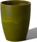 Emissary Home and Garden Bullet 11.5 in. Green Ceramic Round Planter (11.5 in. L x 11.5 in. W x 14 in. H) with Drainage Hole-Ruum Studio Home