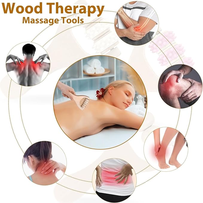 3Pcs Wooden Hand Massage Roller, Manual Wood Therapy Massage Tools Massager Roller for Relaxes Thigh, Leg, Hands Full Body Muscle Men Women Gift-Ruum Studio Home