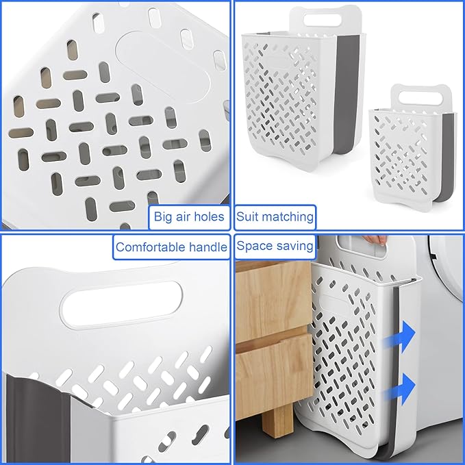 Laundry Basket Hamper,Hanging Wall Collapsible Laundry with Handle,Space-Saving Foldable Storage Dirty Washer Organizer Bin Multi-function Container Waterproof Durable,Set of 2(XL&M)-Ruum Studio Home