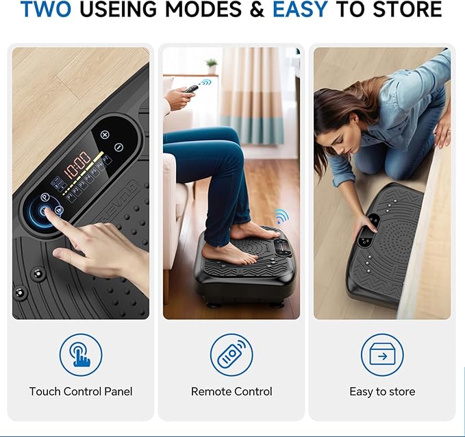 Vibration Plate Exercise Machine Weight Loss, Full Body Workout Vibration Plate Lymphatic Drainage, 199 Adjustable Speeds Power Shaping Vibrating Plate 450 Lbs Capacity Fitness Platform-Ruum Studio Home
