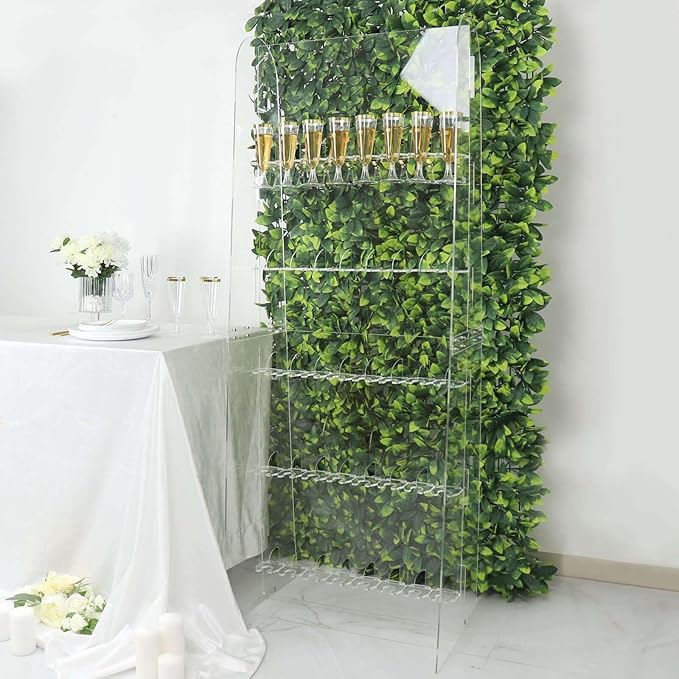 Tableclothsfactory 5ft Clear Acrylic 5-Tier Wine Glass Stemware Rack, Champagne Flute Holder Wall Stand-Ruum Studio Home