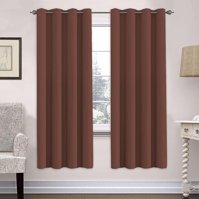 H.VERSAILTEX Ultra Soft Microfiber Thermal Insulated Antique Copper Grommet Blackout Curtains/Window Treatment Draperies 52 by 72 - Inch for Living Room/Bedroom, Set of 2 - Rust-Ruum Studio Home