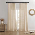 Joydeco Linen Curtains 96 Inch Length 2 Panel Sets,Light Filtering Curtains for Bedroom 52 Inch Wide Living Room Drapes with Back Tabs & Rod Pockets (W52 x L96 Inch, Ecru)-Ruum Studio Home