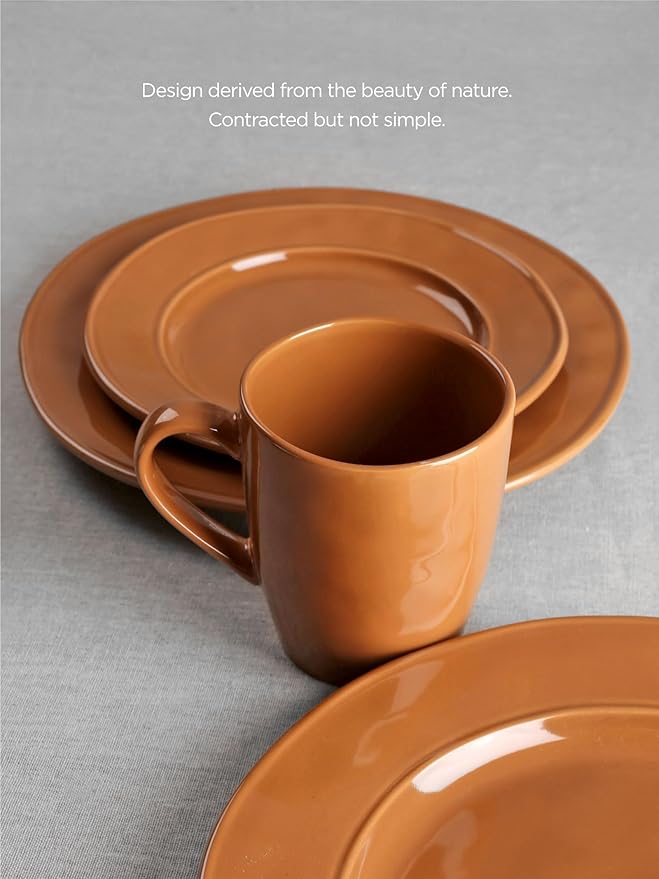 famiware Aurora Coffee Mugs, 14oz Mug Set of 4, Stoneware Mug, Cups for Kitchen, Cappuccino, Latte, Reactive Glaze, Microwave Safe, Scractch-resistant, Brown-Ruum Studio Home