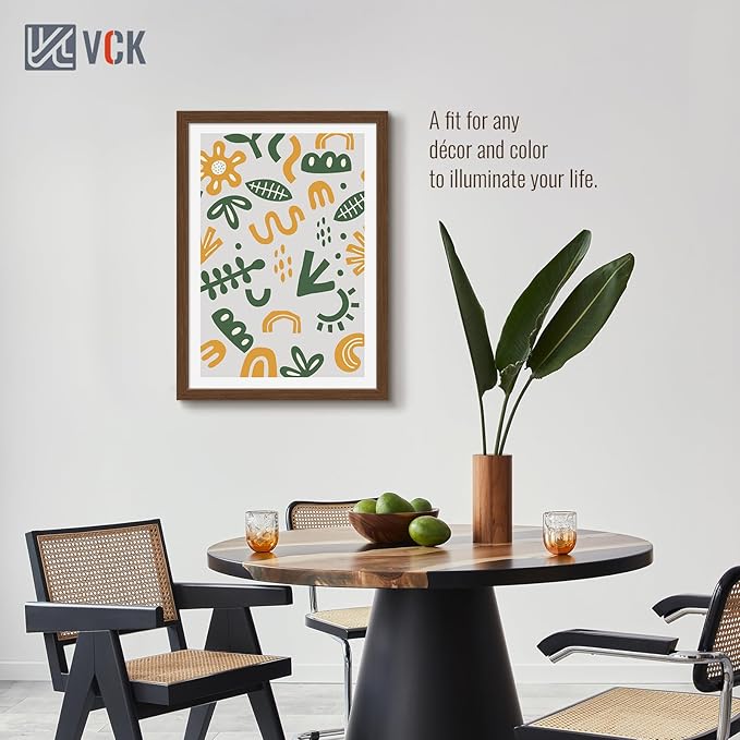 VCK 20x28 Picture Frame 3 Pack, Brown Wood Poster Frame with Exclusive Wood Grain, Wall Mounting Hanging-Ruum Studio Home