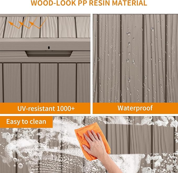 Vixzen 45 Gallon Resin Deck Box, Lockable Outdoor Storage Box for Patio Cushions Storage Furniture,Garden Tools, Pool Supplies, Weatherproof and UV Resistant-Ruum Studio Home