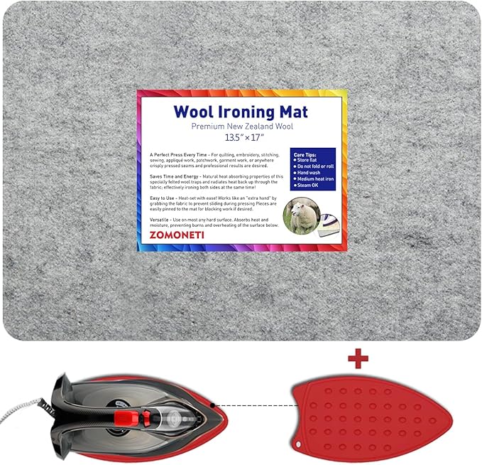 ZOMONETI 17" x 13.5" Wool Pressing Mat 100% New Zealand Felted Wool Ironing Mat Pad Blanket for Quilter, Sewing, Quilting Supplies and Notions-Ruum Studio Home