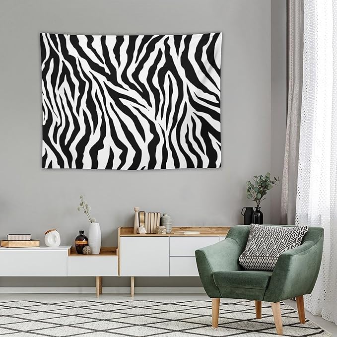 HZOHNAGO Zebra Print Tapestry Nature Wild Animals Black and White Stripe Printed Wall Tapestry Painting Wall Hanging for Bedroom Living Room Dorm 40" W x 30" H-Ruum Studio Home