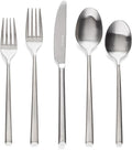 over&back 20pc Modern Flatware Cutlery Set - Comes with 4 Dinner Forks, 4 Salad Forks, 4 Dinner Knives, 4 Dinner Spoons, and 4 Teaspoons - 18/8 Stainless Steel - Dishwasher-Safe - Brushed Stainless-Ruum Studio Home