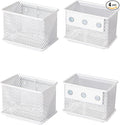 White Magnetic Basket, Magnetic Pencil Holder for whiteboard, Wire Mesh Magnetic Refrigerate Organizer, Magnetic shelf Desktop Storage, 3.42'' x 2.36'' x 2.55'',Set of 4-Ruum Studio Home