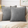 MIULEE Pack of 2 Couch Throw Pillow Covers 18x18 Inch Dark Gray Farmhouse Decorative Pillow Covers with Stitched Edge Soft Chenille Solid Dyed Spring Pillow Covers for Sofa Bed Living Room-Ruum Studio Home