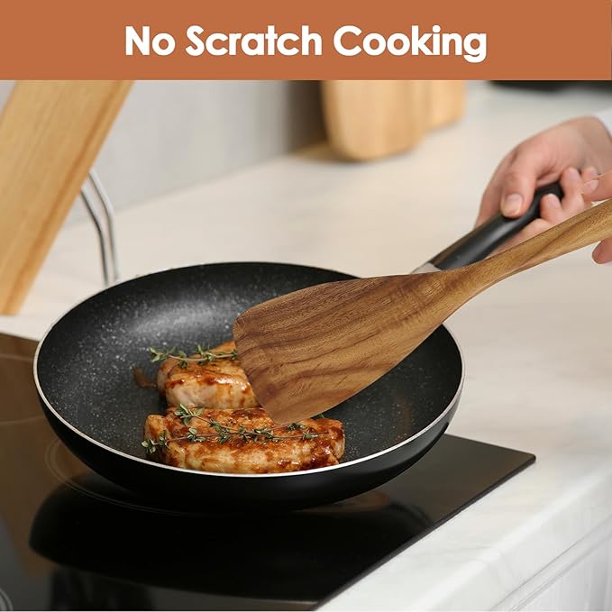 comfoyar Teak Wooden Spoons for Cooking, 7 Pieces Kitchen Cooking Utenails Set with Spatula and Ladle, Heat Resistant Kitchen Cookware for Nonstick Pan-Ruum Studio Home