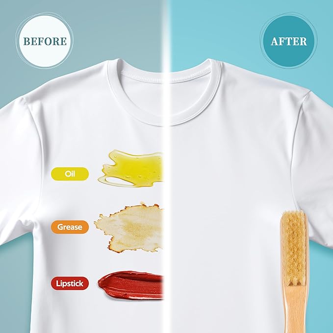 BFWood Laundry Stain Brush, Natural Soft Boar Bristles, Removes Tough Stains from Delicate Fabrics Like Knits, Cotton, and Linens, Gentle on Fabrics, No Damage-Ruum Studio Home