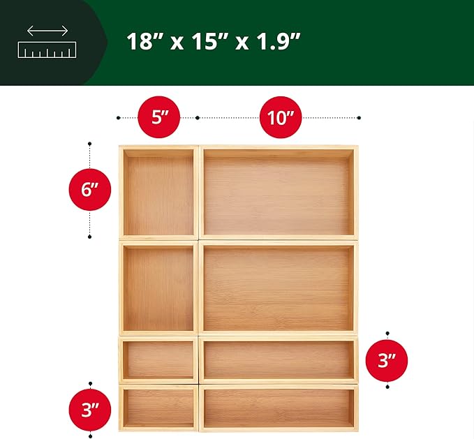 ROYAL CRAFT WOOD Bamboo Jewelry Organizer Box & Chests Set - Versatile Storage Solution for Makeup, Jewelry, and Bathroom Essentials (8 Boxes)-Ruum Studio Home