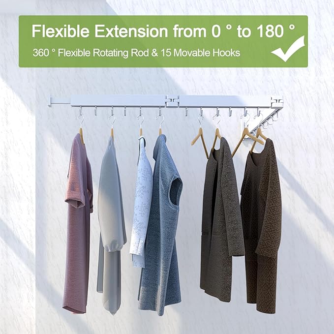 Clothes Drying Rack, Laundry Drying Rack Wall Mount, 3-Fold Wall Mounted Clothes Drying Racks for Hanging Clothes, Foldable & Sturdy Space Saver for Laundry Room -White-Ruum Studio Home