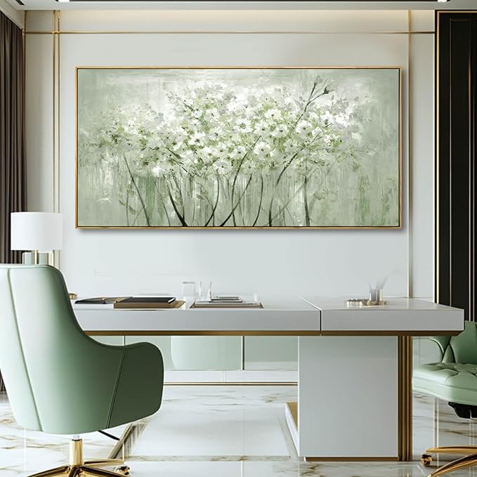 Framed Floral Wall Art Green botanical Canvas 24"x48" Artwork plant print Nature Wall Decor for Home Living Room Bedroom Kitchen Office-Ruum Studio Home